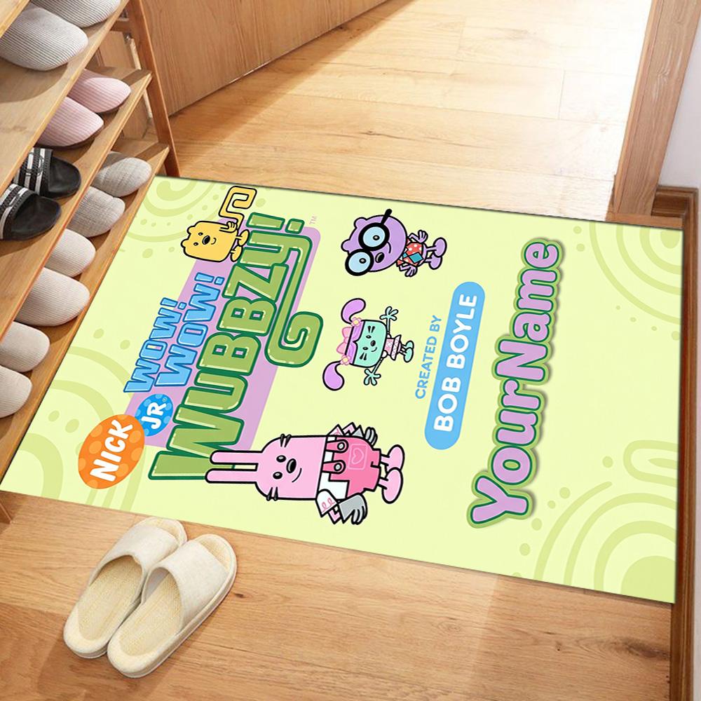 Wow! Wow! Wubbzy Personalized Text Area Rug Suitable for Kitchen Balcony Living Rooms Bedrooms Anti-slip Rug Anime Office Decor Best for Christmas