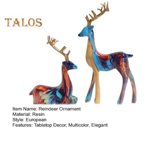 2 шт. смоляного украшения в виде оленя, стоящего оленя и лежащего оленя, настольная фигурка оленя для книжной полки, каминной полки, шкафа, декора