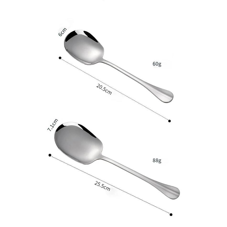 Long Handle Stainless Steel Scoop Thicken Soup Spoons Round Scoops for Dinner Spatula Spoon Cooking Serving Spoon Tableware4