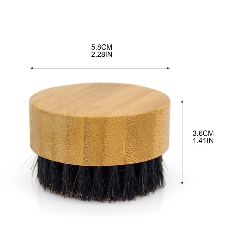 Round Handle Beard & Mustache Brush Hair Boar Bristle Beard Brush Massage Comb Men Beard Grooming Tool