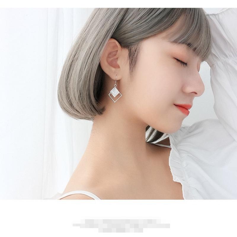 Square Shell Earrings, Women's Earrings, Cool Temperament, Wind Ear Hooks, Internet Famous, Versatile and Fashionable Earrings