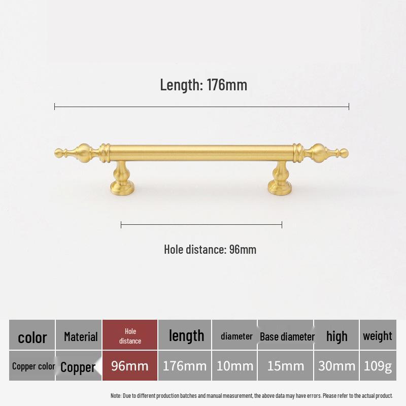 Solid Brass French Gold Cabinet Handle for Kitchen, Wardrobe, or Wine Cabinet