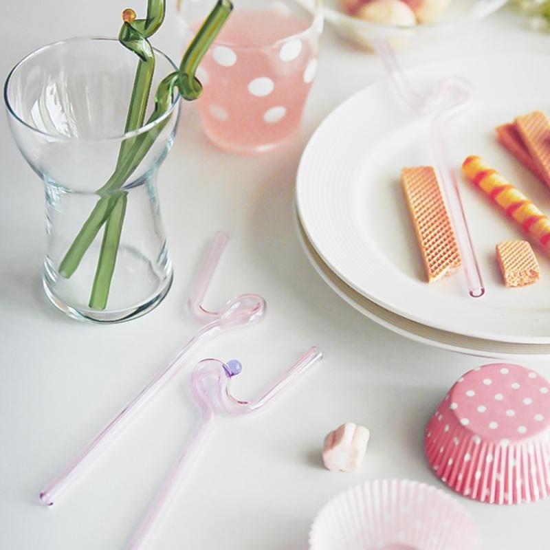 Красочные стеклянные трубочки, многоразовые соломинки для коктейлей, коктейлей, экологически чистые аксессуары для посуды из боросиликатного стекла