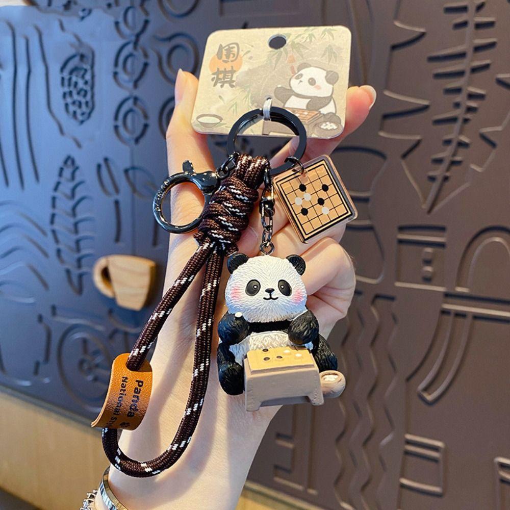 Creative Cartoon Panda Keychain Kawaii Bag Hanging Panda Pendant Ornaments Chinese Style Car Key Ring Gifts