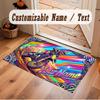 Motorcycle Biker Theme Soft Crystal Velvet Rug Custom Name & Text Print Non Slip Floor Rug for Bedroom Living Room