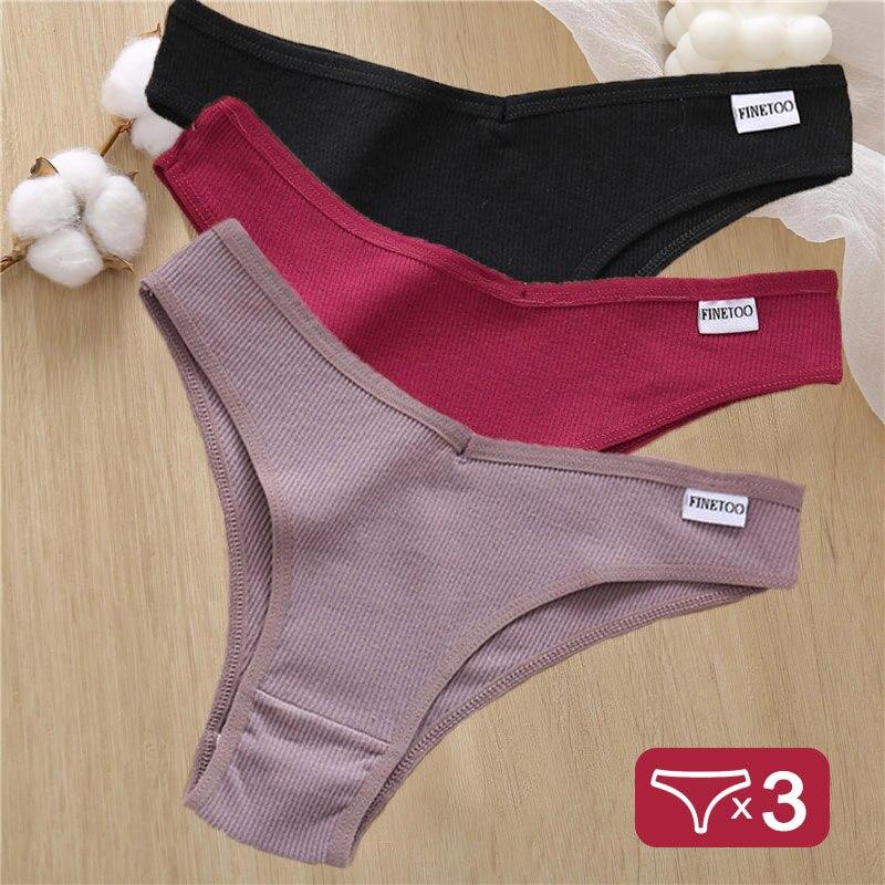 3PCS/Set Cotton Lingerie Panties Sexy Underwear Women Briefs Tangas Female Underpants Pantys Thong Panties Bikini Solid 6 Color
