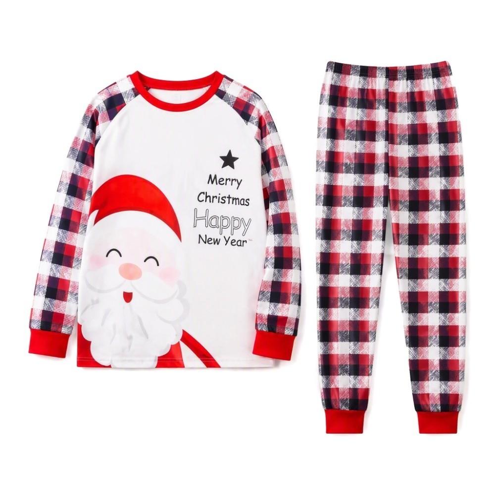 Santa Claus Christmas Pyjamas Set Plaid Printed Couple Christmas Outfit Loungewear