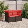 2 Seater Garden Sofa with Cushions Brown Poly Rattan