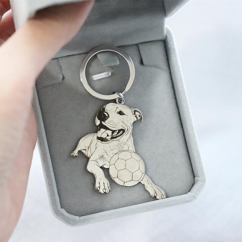 Personalized Pet Photo Keychain Custom Engraved Cat Dog Picture Pendant Stainless Steel Gifts Memory Jewelry For Men Women