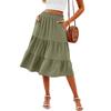 Женская летняя юбка-миди в стиле бохо с струящейся отделкой, повседневная эластичная юбка с высокой талией, многослойная длинная юбка с карманами