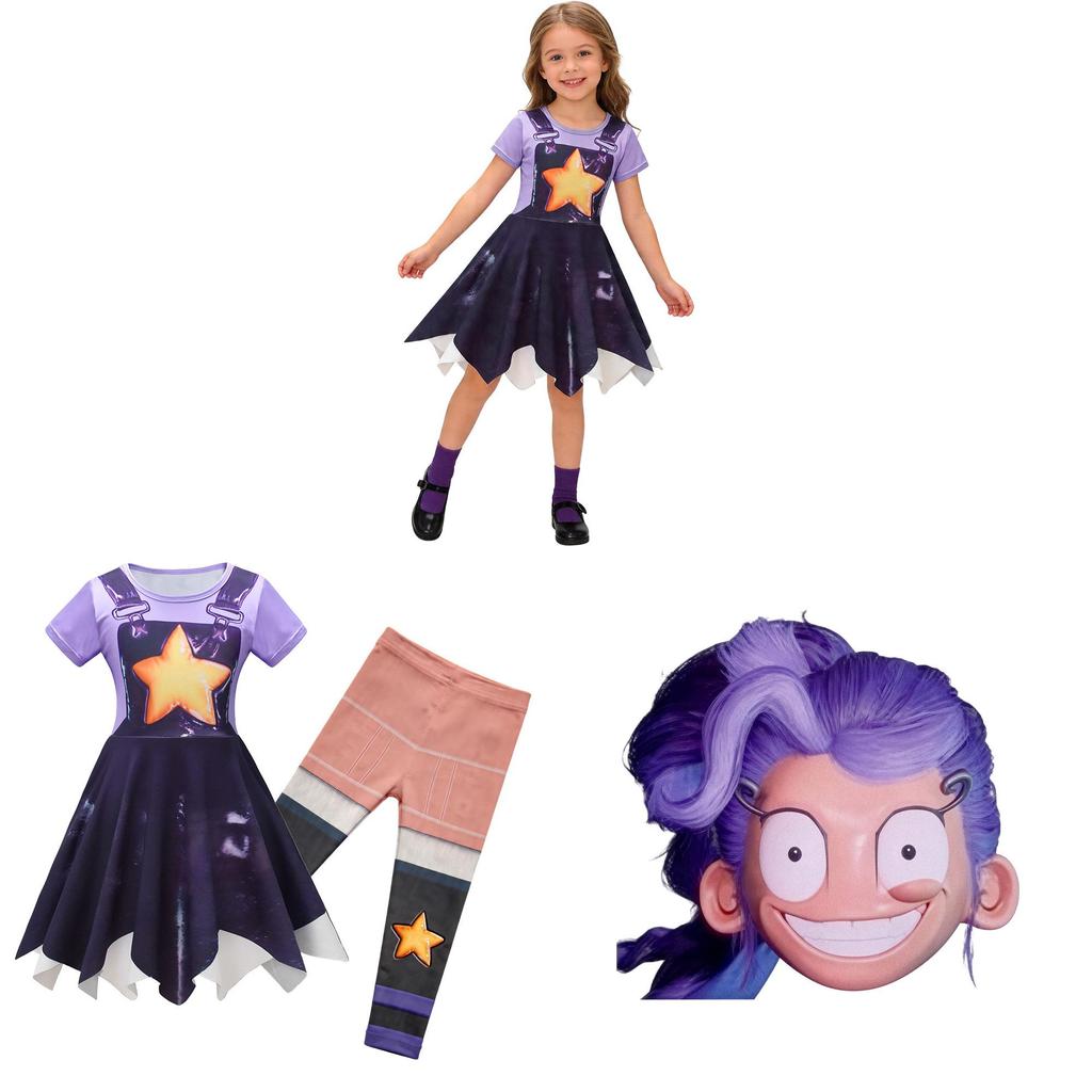 Костюм Poppy Playtime Лили Лоубрейдс Мультяшный с коротким рукавом Для Детского Танца и Шоу