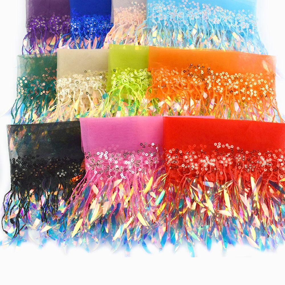 10 Yards Sequin Fabric Mesh Fringe Trim DIY Craft Tassel Fringe Home Accessory