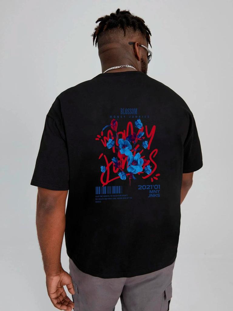 Harajuku Blue Blossom Unisexga Графические футболки для женщин Модные топы в стиле хип-хоп Y2k Летние повседневные хлопковые белые футболки с короткими рукавами