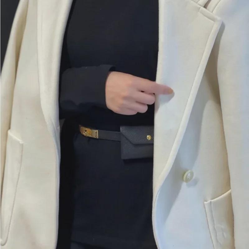 Женская сумка на пояс и ремень из коровьей кожи высшего качества: Декоративный аксессуар для пальто, платьев и брюк.