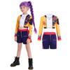 3pcs/set Girls Lead Vocalist Rumi Yellow Printing Cosplay Costume Children Party Stage Performance Jacket Vest Shorts Set
