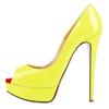 LOSLANDIFEN Sexy Peep Toe Platform Women Pumps 14cm Super High Patent Leather Heels Shoes Red Wedding Stilettos Large Size 43 44