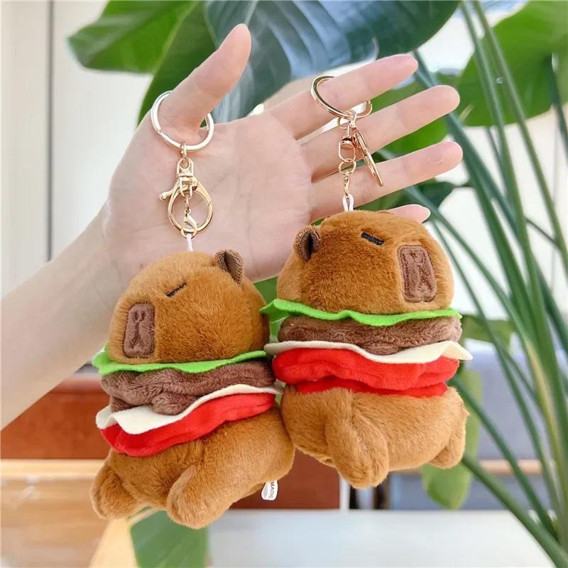 Capybara Hamburger Plush Stuffed Animal Cute Anime Fluffy Doll Soft Simulation Christmas Gift for Kids Girls