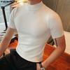 Men Mockneck Short Sleeve Solid Color Bottoming Tops T-shirts