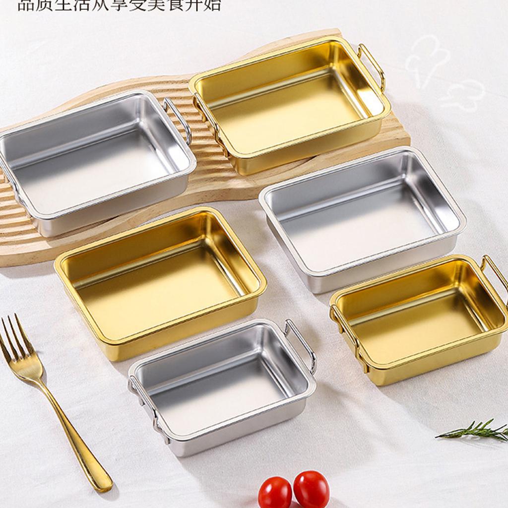 Форма для выпечки из нержавеющей стали для запекания, жарки и приготовления пищи, прямоугольный противень с ручкой, устойчивая к ржавчине посуда для выпечки