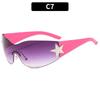 Oversized Rimless Goggle Punk Wrap Around Y2K Sunglasses for Women Men Shades Sports Sun Glasses