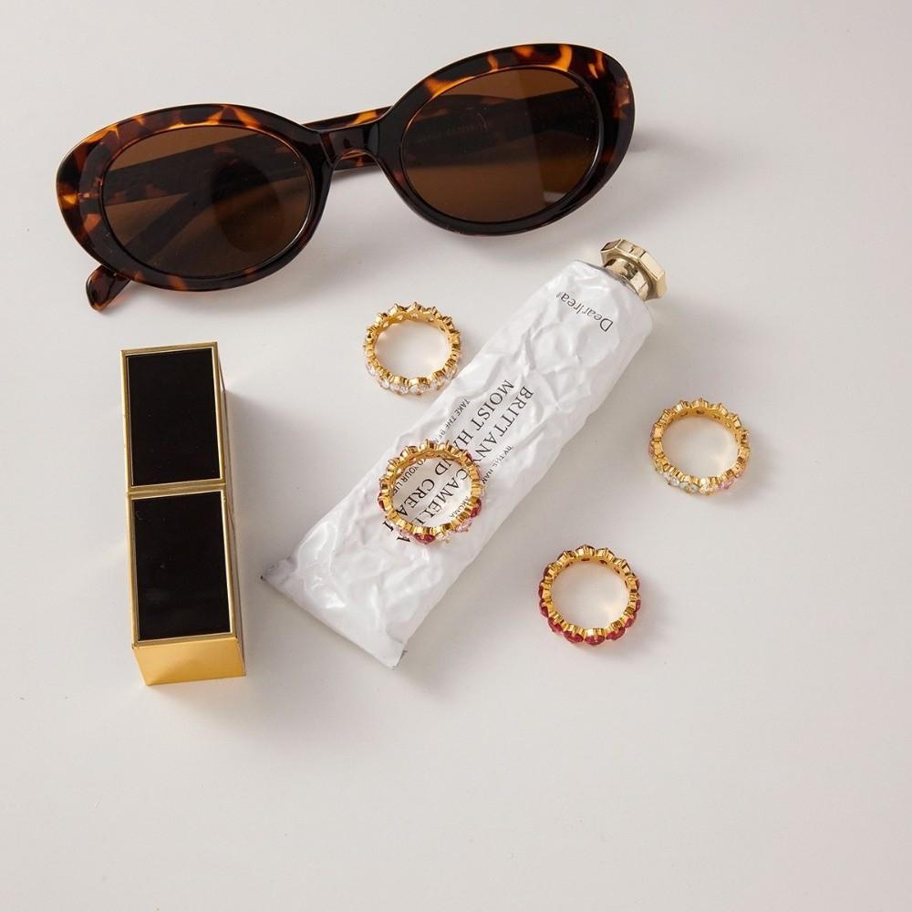 Purple Zircon Ring Rose Red Stackable Ring Fashion Stainless Steel Ring  Simple Design