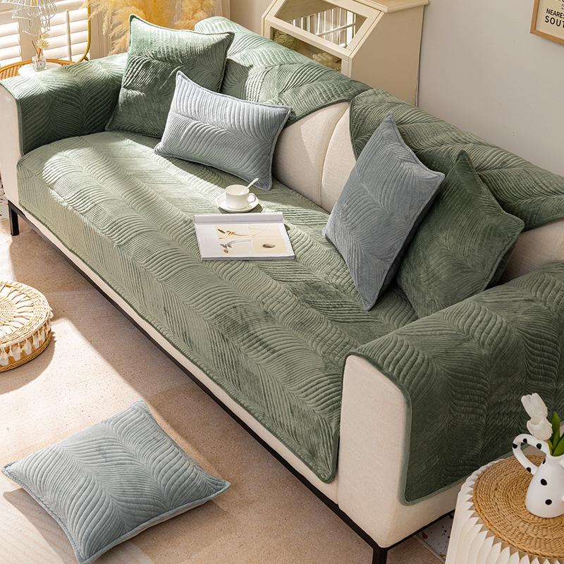 Коврик для дивана в скандинавском стиле, универсальный простой зимний противоскользящий коврик для дивана на четыре сезона, шарф на спинку, зимний плюшевый чехол для дивана, ткань