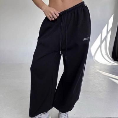 Европейские и американские полосатые женские весенне-осенние свободные широкие спортивные брюки