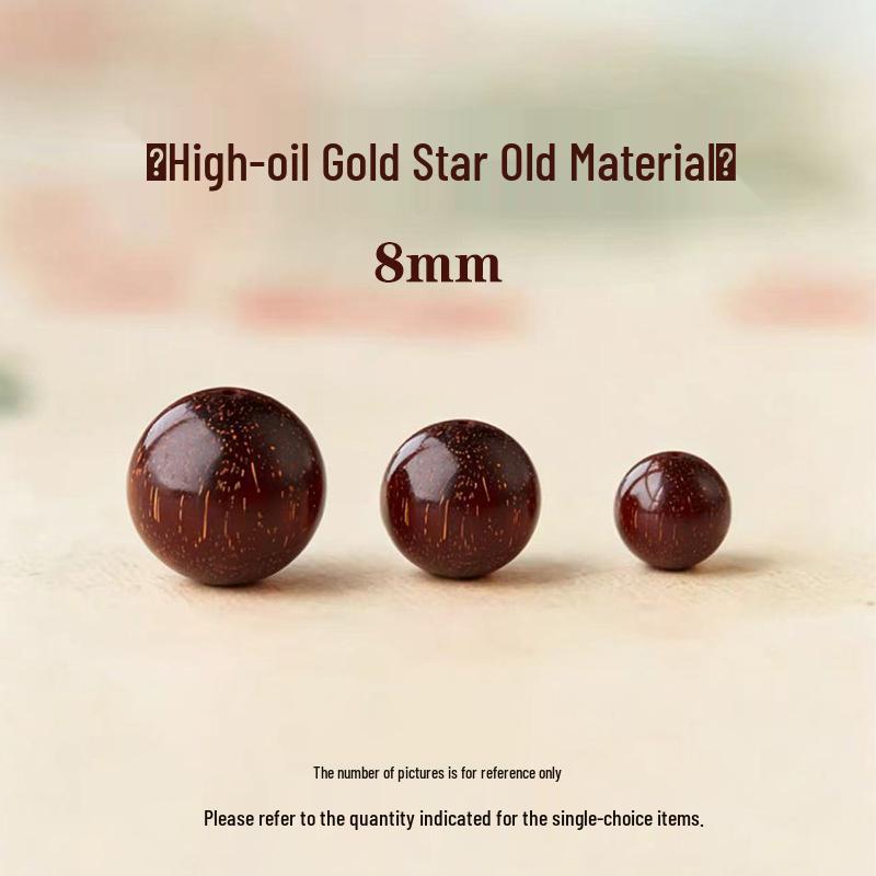 High Oil Density Gold Star Natural Indian Small-Leaf Rosewood Beads for DIY Handmade Bracelets