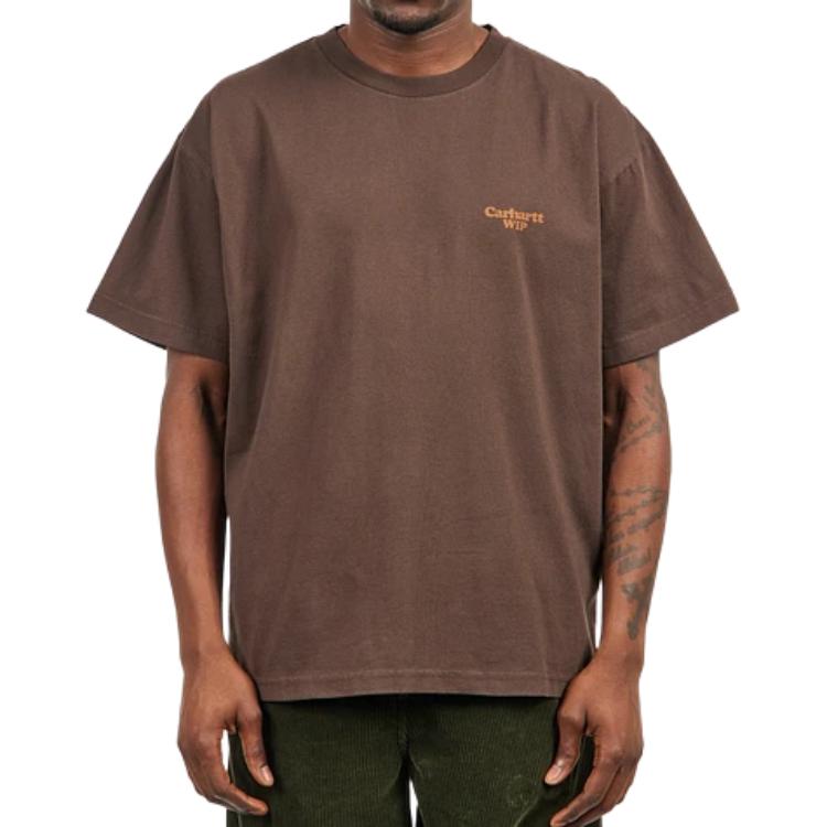 Carhartt WIP Мужская облегающая футболка с коротким рукавом и круглым вырезом с геометрическим узором Seven-Leaf-Tree I032439-1V9-06