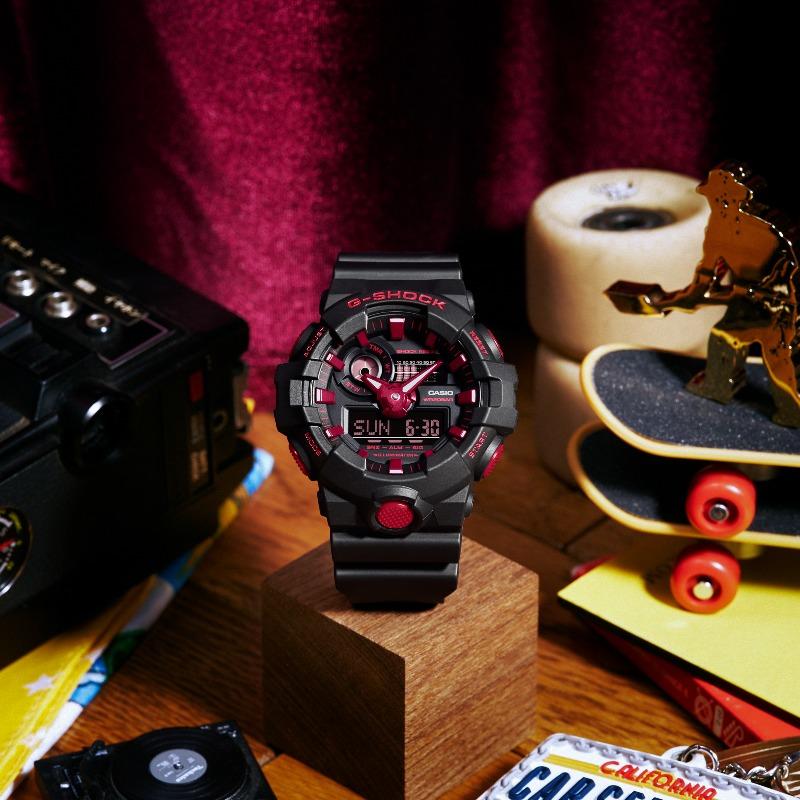 Casio Мужские часы G-SHOCK на смоляном ремешке, водостойкость 200 м, аналоговые, ударопрочные, кварцевые, GA-700BNR-1A