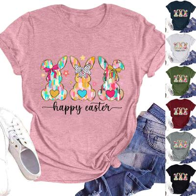 Женская модная повседневная летняя удобная блузка с круглым вырезом и коротким рукавом с принтом