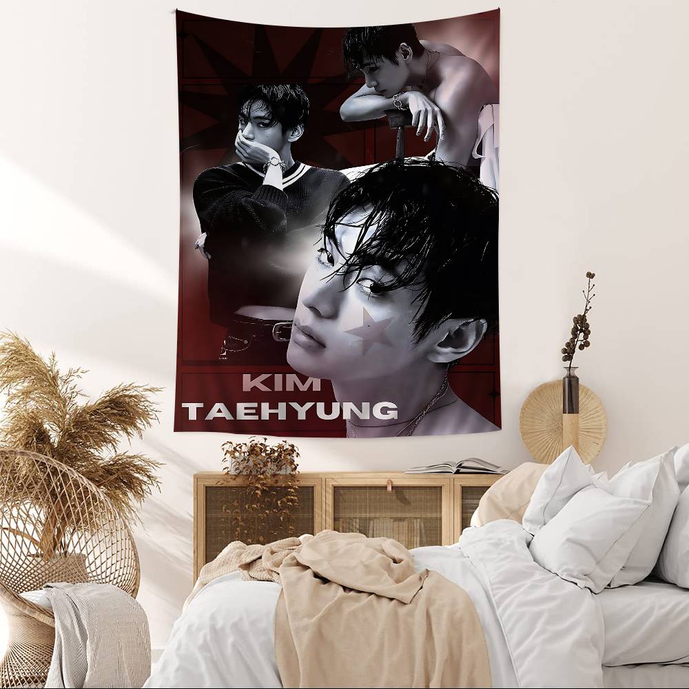 Певец Kpop Ким Тхэ Хён V Мультяшный Гобелен Искусство Научная Фантастика Комната Декор Дома Настенное Полотно Декор Дома