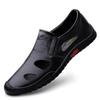 Fashion New Mens Genuine Leather Sandals Summer Breathable Business Casual Shoes for Man Slip On Outdoor Non Slip Sandalias Mocassins