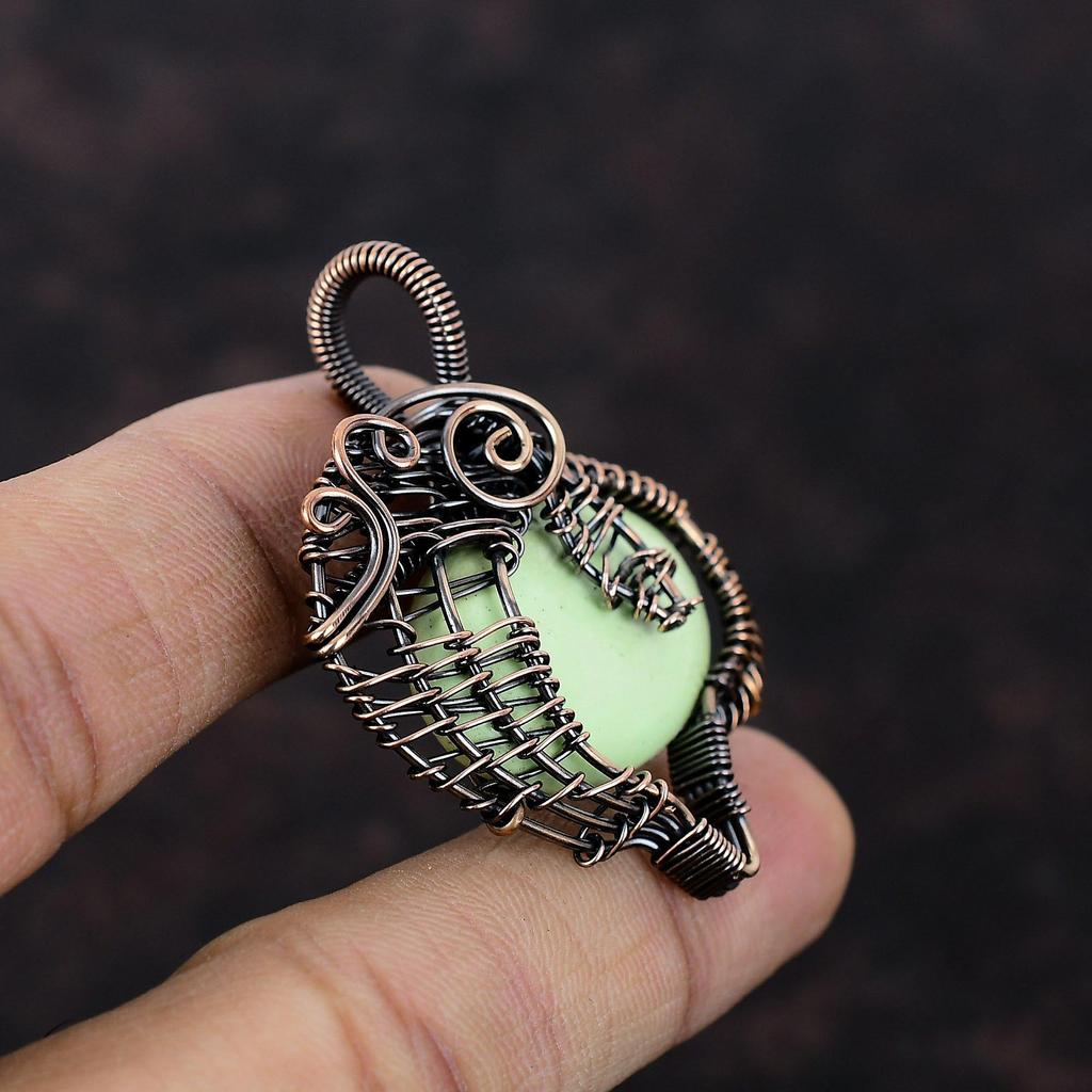 Подвеска из лимонного хризопраза, медная проволочная обертка, драгоценный камень, медные украшения, подвеска ручной работы, проволочная обертка, хризопраз, ювелирные изделия, подарок для мамы