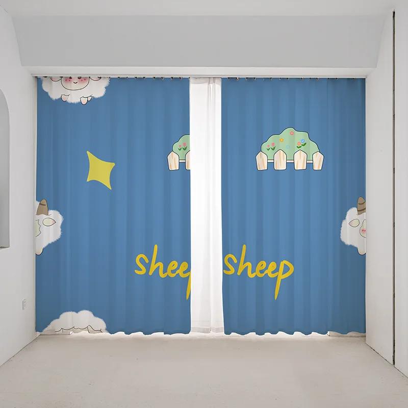 Мультфильм розовый клубника милый кролик щенок котенок принт высокая затемнение занавеска спальня гостиная жалюзи занавеска новый красивый узор