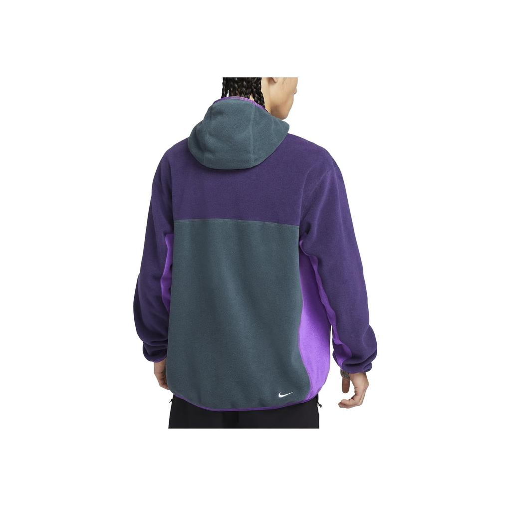 Nike Casual Pattern Embroidered Hoodie With Loose Long Sleeves Men Tops Purple FN0371-328