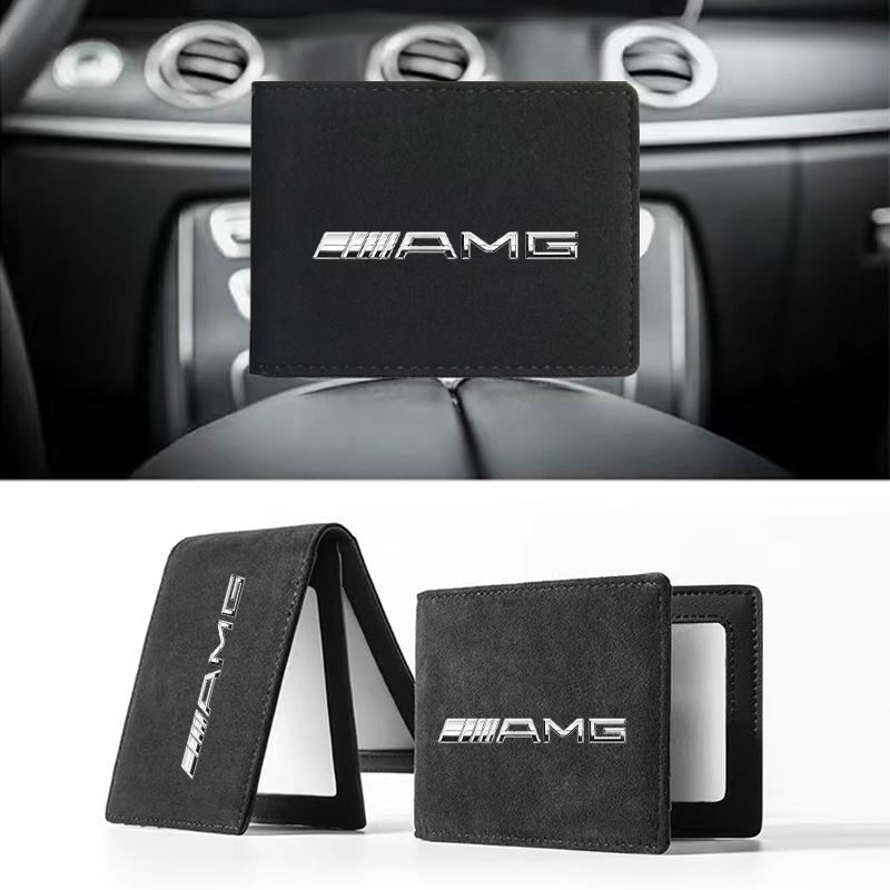 1Pcs Car Emblem Driver License Cover ID Credit Card Holder For Mercedes Benz AMG W212 W205 W246 W177 W176 W213 GLC GLE GLS ML Welcome Laser Lamp