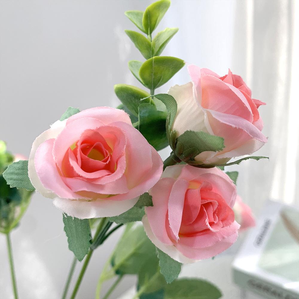 Головы Искусственный цветок Шелковая роза Белые листья эвкалипта Букет пионов Искусственный цветок для свадебного стола Ваза для вечеринки Домашний декор
