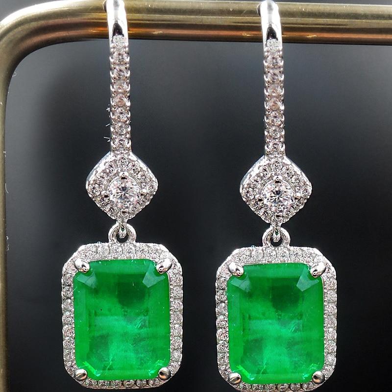 Женские винтажные серьги из настоящего стерлингового серебра 925 пробы, изумрудные 30 мм, модные женские ювелирные изделия, обещанный подарок