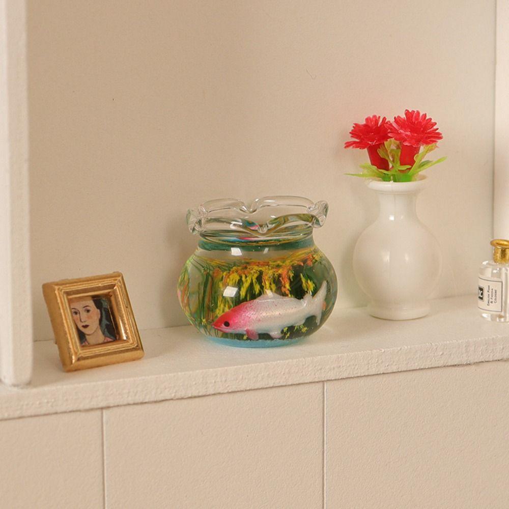 4 Styles Dollhouse Miniature Glass 2.5*2.2cm Fish Tank Bowl 1/6 1/12 Dollhouse Decoration