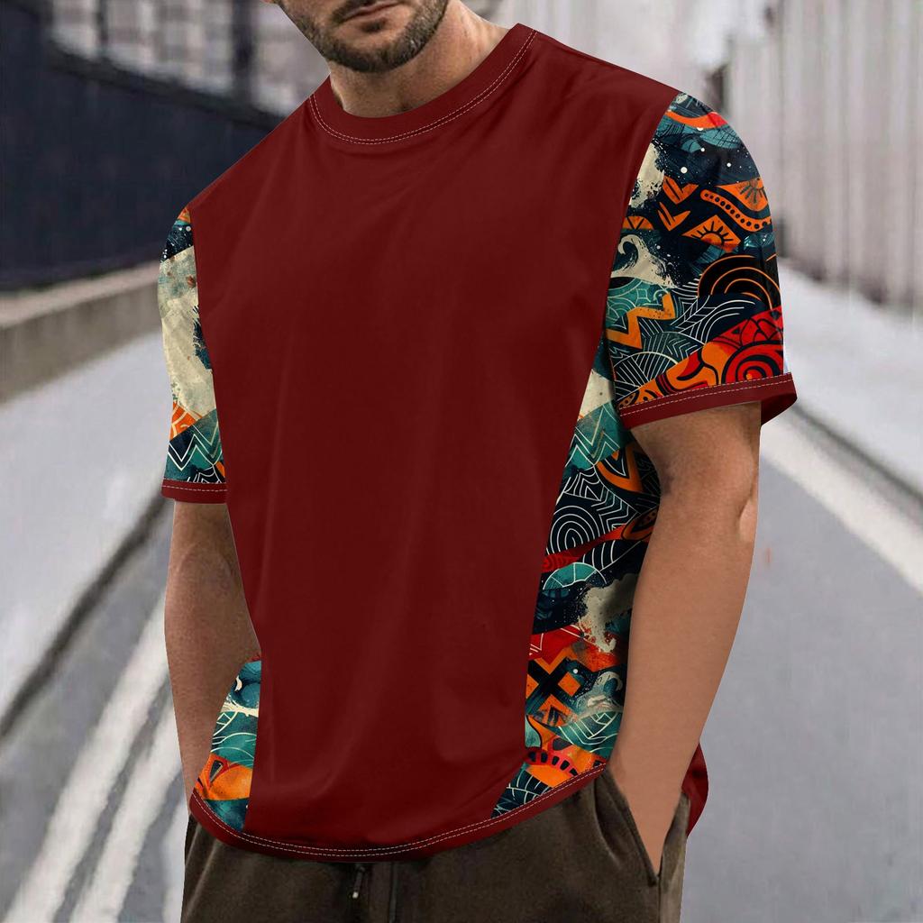 Летняя мужская популярная футболка с круглым вырезом и коротким рукавом с принтом