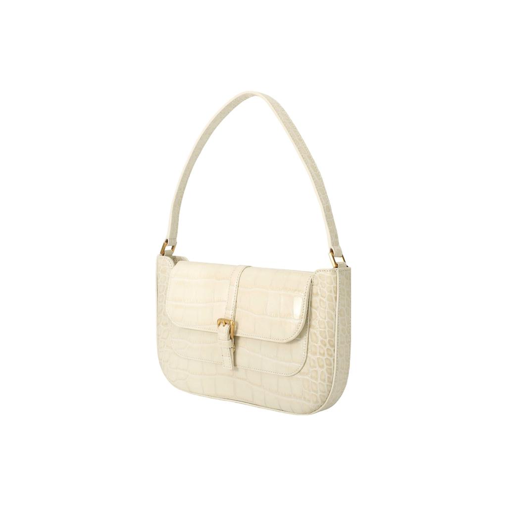 By Far Miranda Series Leather Crocodile Embossed Shoulder Bag Women Handbags Off-White 19FWMDASCEDMEDCE