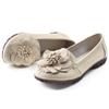 Vintage Summer Genuine Leather Shoes Without Heels Women's Moccasin Woman Ballet Flats Slip On Floral Loafer Ladies Chic Shoes