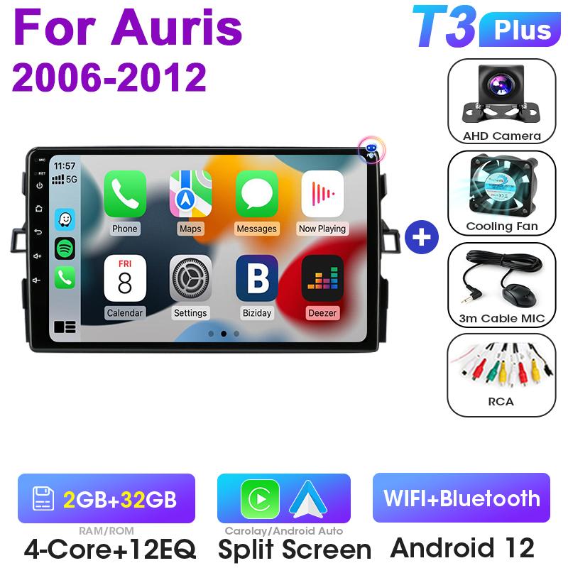 Android 12 Автомобильное радио для Toyota Auris E150 2006 -2012 GPS Carplay Auto 2 Din DVD Stereo интеллектуальные системы Smart Autoradio