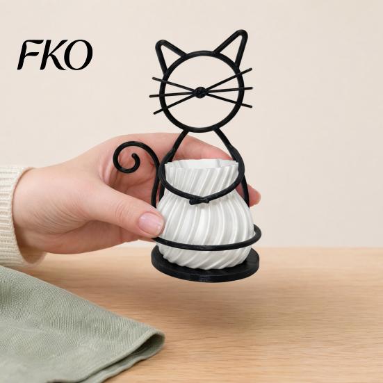 Textured Flower Pots Cat Pot Holder, Multifunctional Desktop Vase Pen Organizer for Compact Cup Small Plants, Minimalist Stand with Pots,