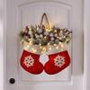 Twinkling Christmas Mitten Wreath, Christmas Lighted Werath Front Door Artificial Garland, Christmass Balls Hanging For Par