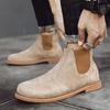 Fashion Autumn Winter Plush Desert Boots Mens High Top Chelsea Boots Leather Casual Shoes Footwear Low-heel Outdoor Work Boots