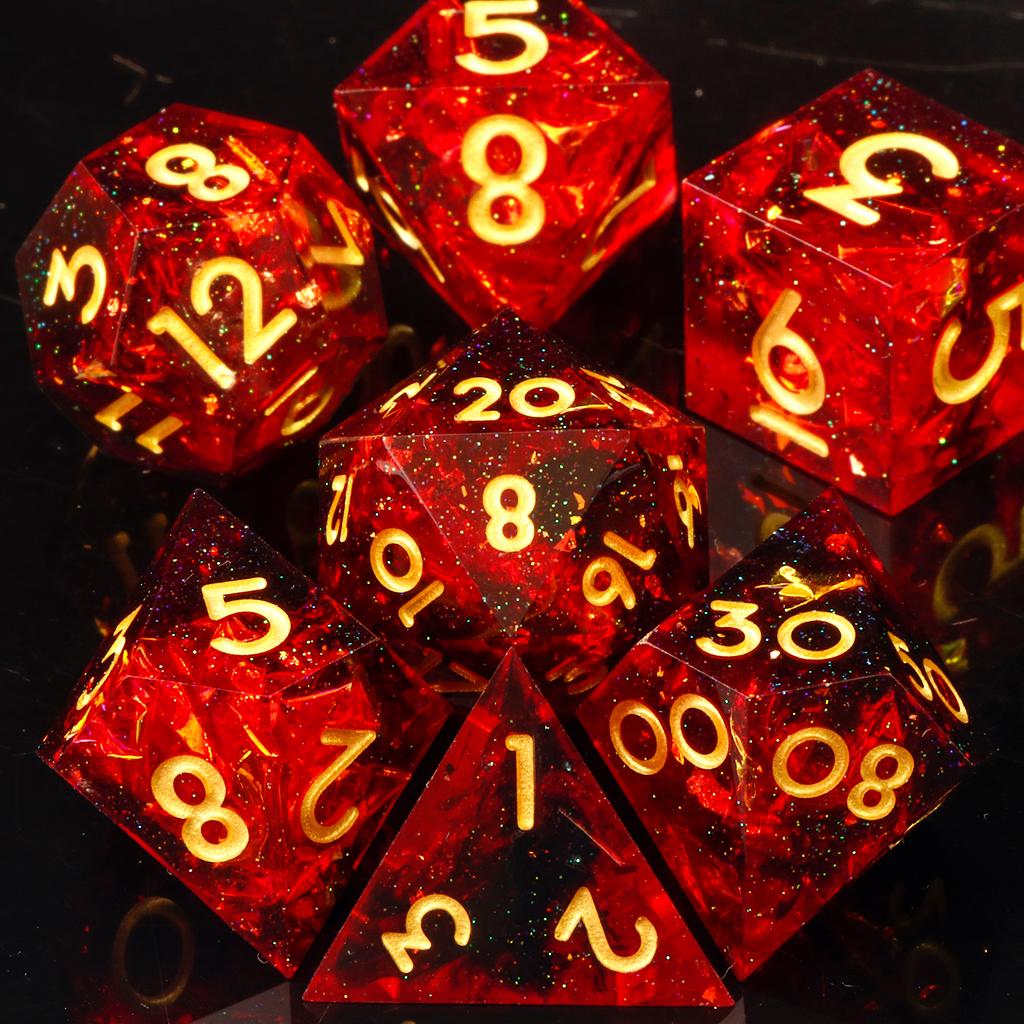 Набор кубиков из смолы с острыми краями ручной работы для TRPG, набор многогранных кубиков для подземелий и драконов, кубики из смолы D+D для настольных игр