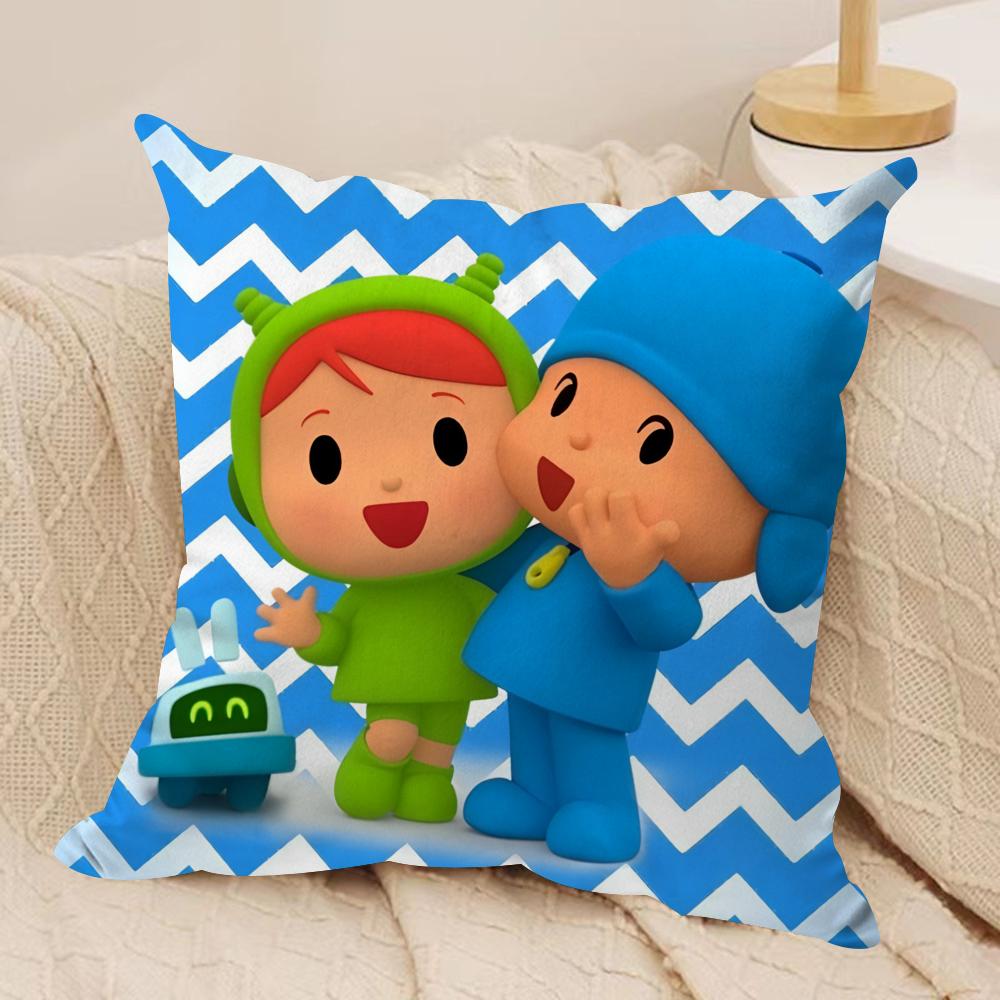 Cartoon Cute PPocoyoS Cushion Cover Short plush Doublesided Print Square Throw Pillow Covers Sofa Home Cushion Decor