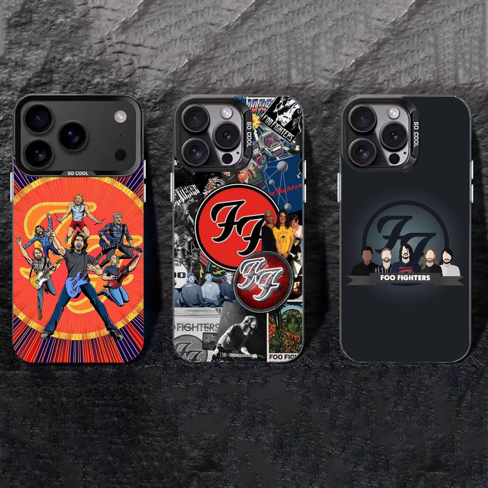 Foo F-Fighters band Phone Case For iPhone 17,16,15,14,13,12,11 Plus,Pro Max,XS,Colored silver phone case